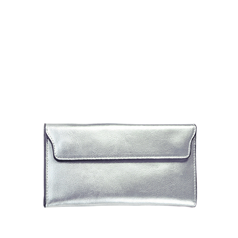 Klassisk Læder Fold-over Pung med Magnetisk Flap