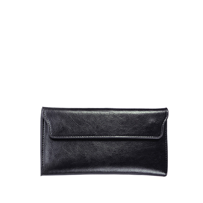 Klassisk Læder Fold-over Pung med Magnetisk Flap