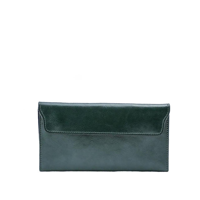 Klassisk Læder Fold-over Pung med Magnetisk Flap