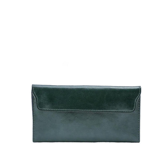 Klassisk Læder Fold-over Pung med Magnetisk Flap