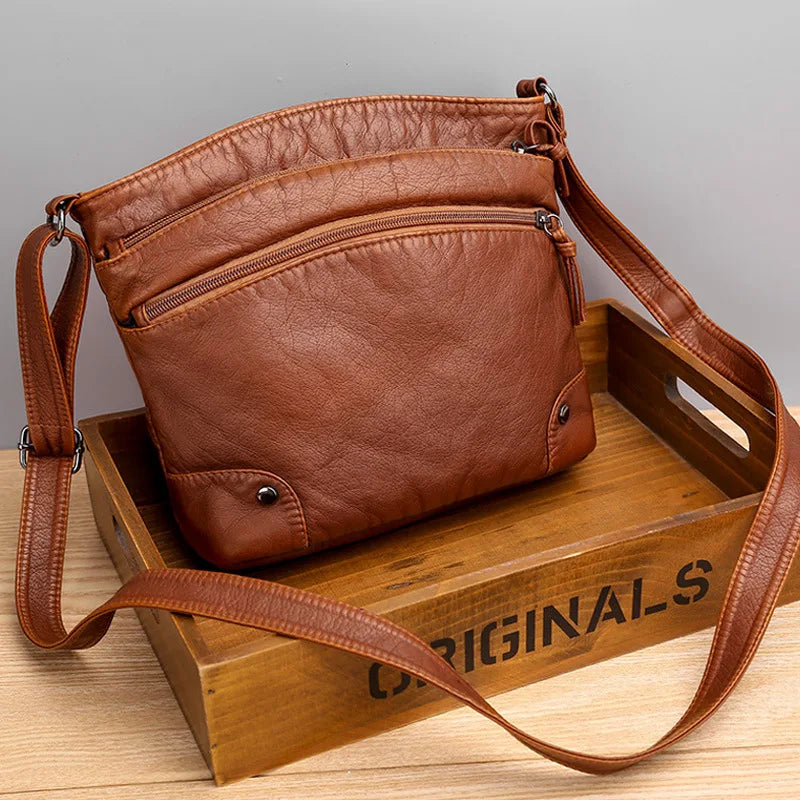 Graces Retro Charm | Blød Læder Tyverisikret Messenger Taske