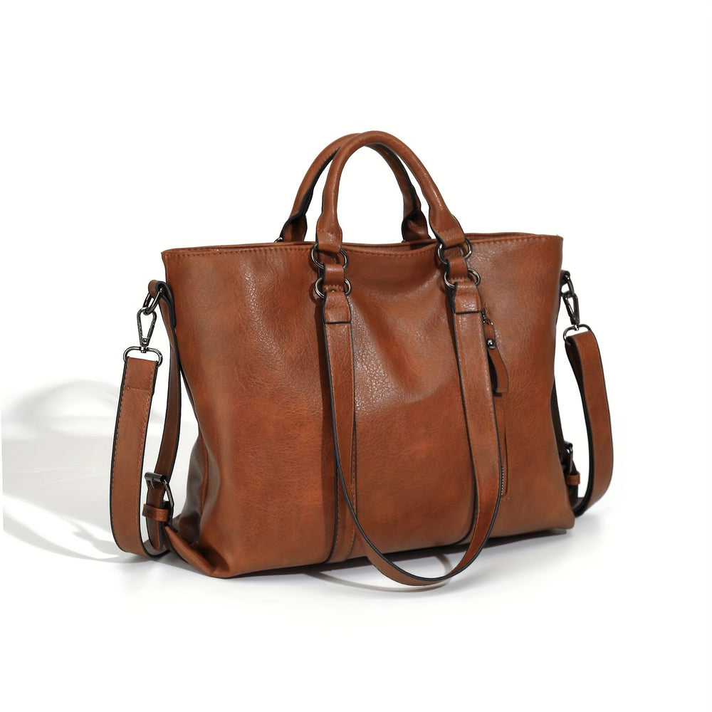 Charlottes Klassiske Elegance | Vintage Imiteret Læder Tote Taske