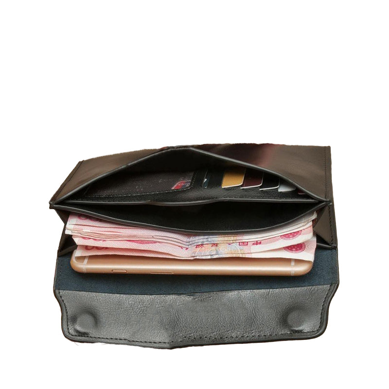 Klassisk Læder Fold-over Pung med Magnetisk Flap
